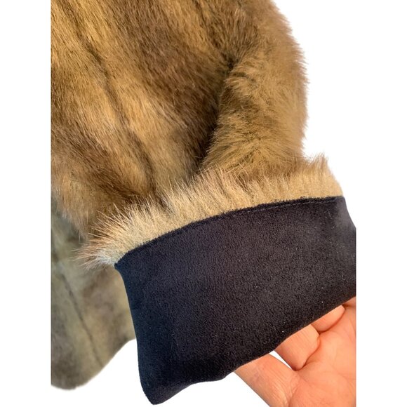 VTG 90s Rare Dennis Basso Reversible Faux Fur Suede Parka Coat Hood RR10730 Mid - Picture 9 of 15